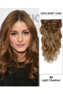 16” 7pcs #8 Light Chestnut Body Wave 100% Remy Hair Clip In Human Hair Extensions 16” 7pcs #8 Light Chestnut Body Wave 100% Remy Hair Clip In Human Hair Extensions
